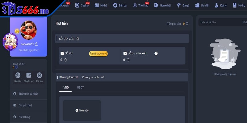 Sau khi gửi lệnh rút tiền S666, hệ thống sẽ xử lý yêu cầu nhanh